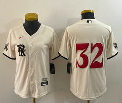 Women's Nike Texas Rangers #32 Evan Carter Cream 2023 City Authentic Stitched MLB Jersey