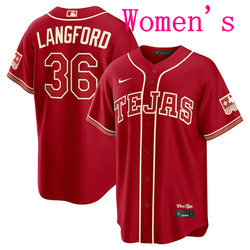 Women's Nike Texas Rangers #36 Wyatt Langford Red 2026 City MLB Jersey