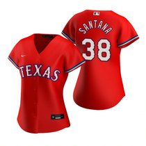 Women's Nike Texas Rangers #38 Danny Santana Red Game Authentic Stitched MLB jersey