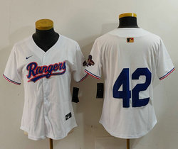 Women's Nike Texas Rangers #42 White Game Authentic Stitched MLB Jersey