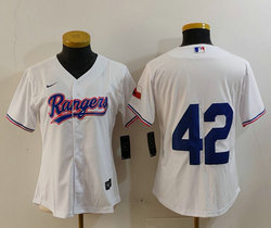 Women's Nike Texas Rangers #42 White Game Authentic Stitched MLB Jersey