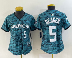 Women's Nike Texas Rangers #5 Corey Seager Teal 2023 All-Star Stitched Baseball Jersey