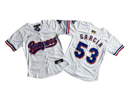 Women's Nike Texas Rangers #53 Adolis Garcia White Gold Collection Limited Jersey