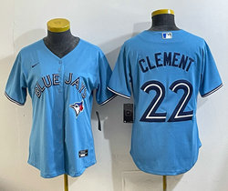 Women's Nike Toronto Blue Jays #22 Ernie Clement Light Blue Stitched MLB Jersey