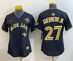 Women's Nike Toronto Blue Jays #27 Vladimir Guerrero Jr. Black Gold Champion Baseball Jersey