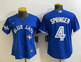 Women's Nike Toronto Blue Jays #4 George Springer Blue 2025 MLB World Series Patches Jersey
