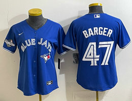 Women's Nike Toronto Blue Jays #47 Addison Barger Blue 2025 MLB World Series Patches Jersey