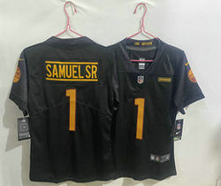 Women's Nike Washington Commanders #1 Deebo Samuel Sr Black Authentic Stitched NFL Jersey