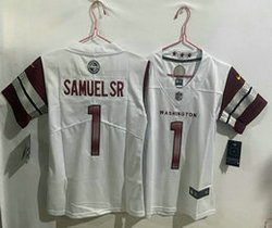 Women's Nike Washington Commanders #1 Deebo Samuel Sr White Authentic Stitched NFL Jersey