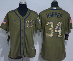 Women's Nike Washington Nationals #34 Bryce Harper Salute to Service Authentic Stitched MLB Jersey