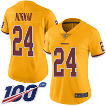 Women's Nike Washington Redskins #24 Josh Norman 100th Season Gold Rush Authentic Stitched NFL Jersey