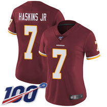 Women's Nike Washington Redskins #7 Dwayne Haskins Jr 100th Season Burgundy Red Vapor Untouchable Authentic Stitched NFL Jersey