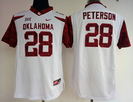 Women's Oklahoma Sooners #28 Adrian Peterson White Authentic Stitched NCAA Jersey