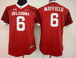 Women's Oklahoma Sooners #6 Baker Mayfield Red New Authentic Stitched NCAA Jersey