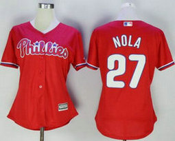 Women's Philadelphia Phillies #27 Aaron Nola Red New Authentic Stitched MLB jersey