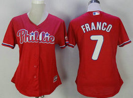Women's Philadelphia Phillies #7 Maikel Franco Red New Majestic Authentic Stitched MLB Jersey