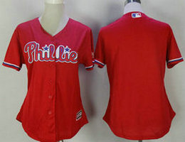 Women's Philadelphia Phillies Blank Red New Majestic Authentic Stitched MLB Jersey