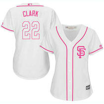 Women's San Francisco Giants #22 Will Clark White Pink Authentic stitched MLB jersey