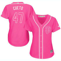 Women's San Francisco Giants #47 Johnny Cueto Pink Authentic stitched MLB jersey
