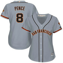 Women's San Francisco Giants #8 Hunter Pence Grey Authentic stitched MLB jersey