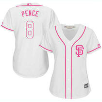 Women's San Francisco Giants #8 Hunter Pence White Pink Authentic stitched MLB jersey
