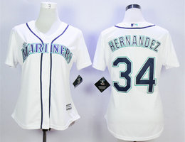 Women's Seattle Mariners #34 Felix Hernandez White New Majestic Authentic Stitched MLB Jersey
