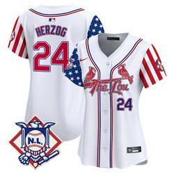 Women's St. Louis Cardinals #24 Whitey Herzog White 2024 Fourth of July Premier Jersey