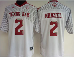 Women's Texas A&M Aggies #2 Johnny Manziel White Authentic Stitched College Football Jersey