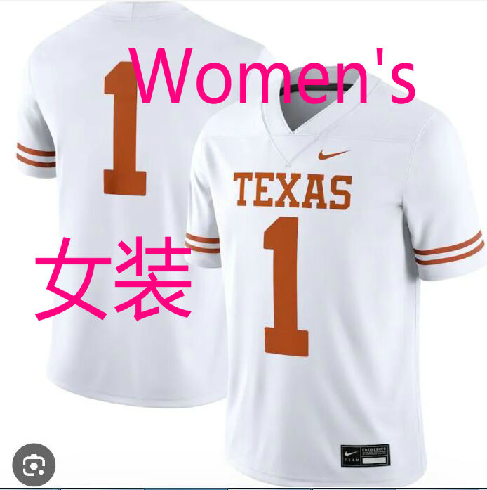 Women's Texas Longhorns #1 White Stitched NCAA College Football Jersey