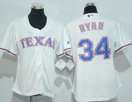 Women's Texas Rangers #34 Nolan Ryan White New Majestic Authentic Stitched MLB jersey