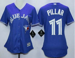 Women's Toronto Blue Jays #11 Kevin Pillar Blue New Majestic Authentic Stitched MLB Jersey