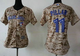 Women's Toronto Blue Jays #11 Kevin Pillar Camo New Majestic Authentic Stitched MLB Jersey