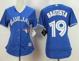 Women's Toronto Blue Jays #19 Jose Bautista Blue New Majestic Authentic Stitched MLB Jersey