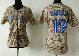 Women's Toronto Blue Jays #19 Jose Bautista Camo New Majestic Authentic Stitched MLB Jersey