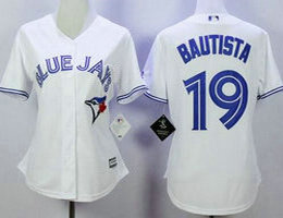 Women's Toronto Blue Jays #19 Jose Bautista White New Majestic Authentic Stitched MLB Jersey