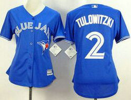 Women's Toronto Blue Jays #2 Troy Tulowitzki Blue New Majestic Authentic Stitched MLB Jersey