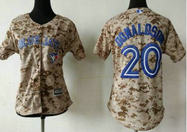 Women's Toronto Blue Jays #20 Josh Donaldson Camo New Majestic Authentic Stitched MLB Jersey