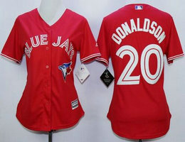 Women's Toronto Blue Jays #20 Josh Donaldson Red Canada Day New Majestic Authentic Stitched MLB Jersey