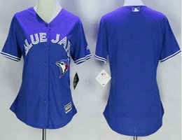 Women's Toronto Blue Jays Blank Blue Fashion New Majestic Authentic Stitched MLB Jersey