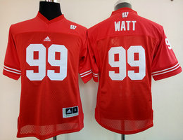 Women's Wisconsin Badgers #99 J.J. Watt Red Authentic Stitched College Football Jersey