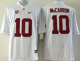 Youth Alabama Crimson Tide #10 AJ McCarron White Authentic Stitched NCAA Jerseys