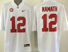 Youth Alabama Crimson Tide #12 Joe Namath White Authentic Stitched NCAA Jersey