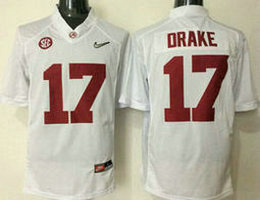 Youth Alabama Crimson Tide #17 Kenyon Drake White Authentic Stitched NCAA Jersey