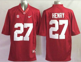 Youth Alabama Crimson Tide #27 Derrick Henry Red Authentic Stitched NCAA Jersey