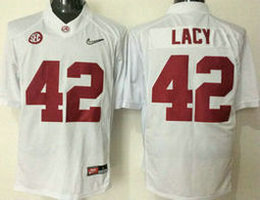 Youth Alabama Crimson Tide #42 Eddie Lacy White Authentic Stitched NCAA Jersey