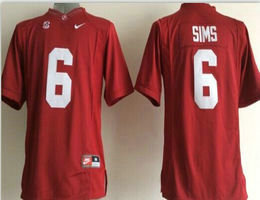 Youth Alabama Crimson Tide #6 Blake Sims Red Authentic Stitched NCAA Jerseys