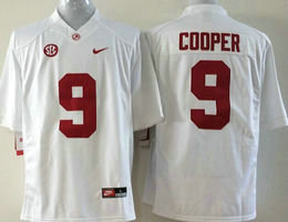 Youth Alabama Crimson Tide #9 Amari Cooper White Authentic Stitched NCAA Jersey
