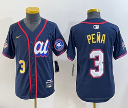 Youth American League #3 Jeremy Pena Blue 2025 All-Star Baseball Jersey
