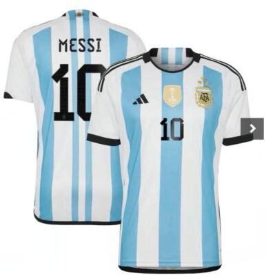 Youth Argentina National #10 Messi 2022 Winners White light blue home jersey