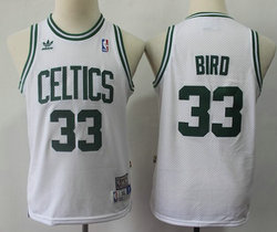 Youth Boston Celtics #33 Larry Bird White Throwback Authentic Stitched NBA jersey